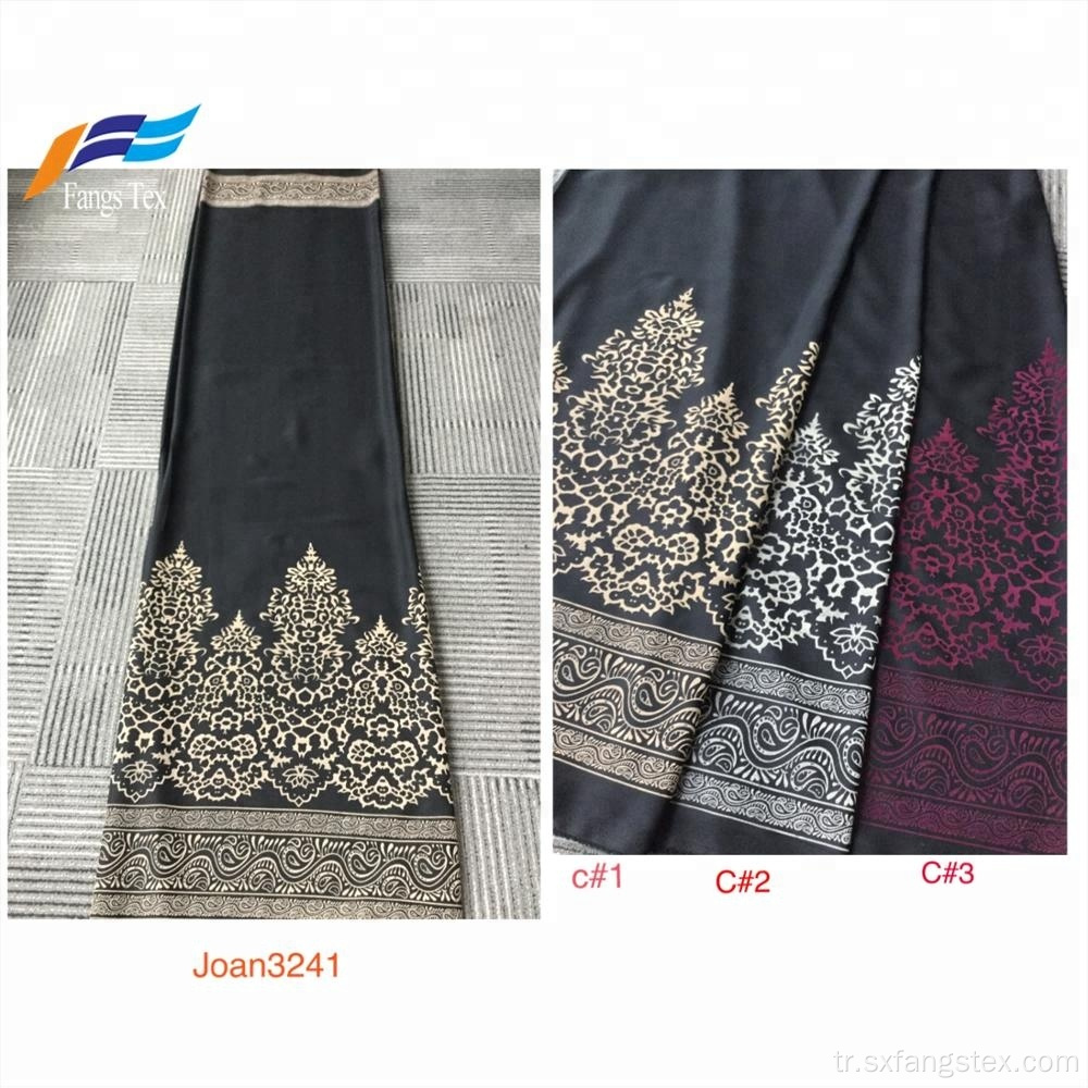 Toptan Resmi Siyah Polyester Nida Baskı Abaya Kumaş