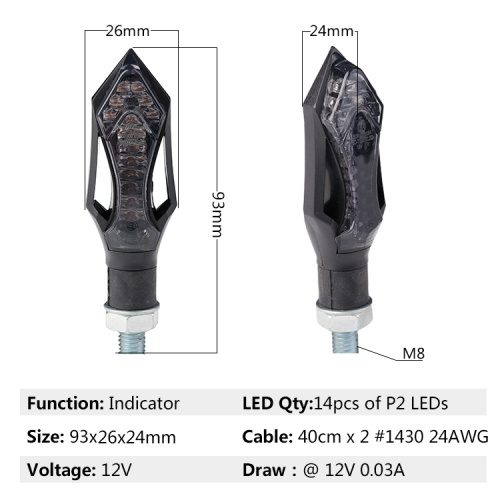 યુનિવર્સલ મોટરસાયકલ લાઇટિંગ સિસ્ટમ મોટરબાઈક ટર્ન સિગ્નલ એલઇડી સૂચક બ્લિંકર લાઇટ લેમ્પ