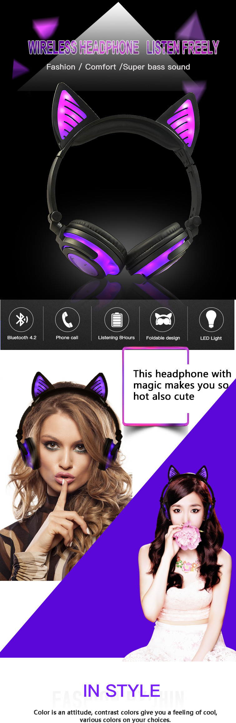 Cat Headphones Bluetooth