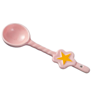 Star Pattern Ceramic Soup Spoons Bulk Porcelain Coffee Spoon