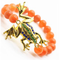 Red Aventurine Gemstone Bracelet with Diamante alloy frog Piece