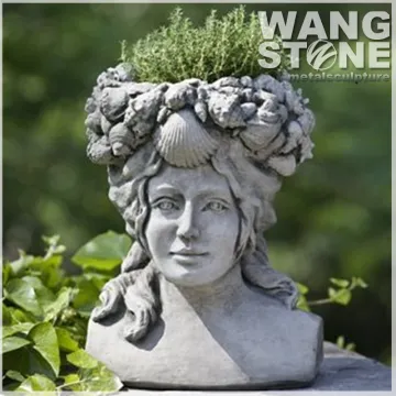 Girl Head Natural Stone Garden Planter