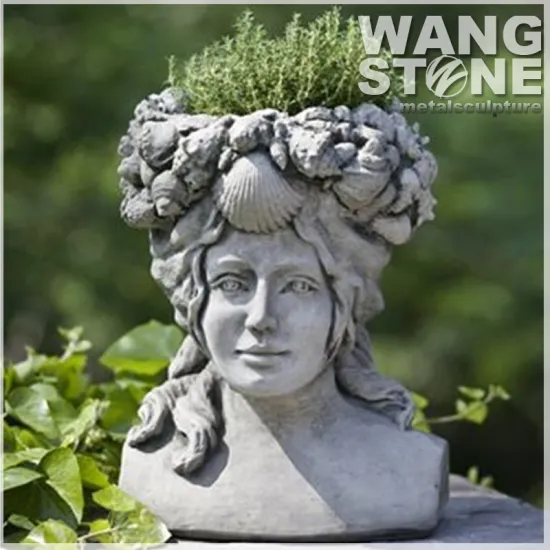 Girl Head Natural Stone Garden Planter