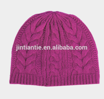 100% acrylic Stylish Casual Blue Beanie Baggy Knitted Caps Rib Hats for girls