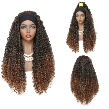 eadband Wigs With Bohemian Box Braid Hair Goddess River Locs 26 inch Curly Crochet Hair Black Color Synthetic Braided Wig