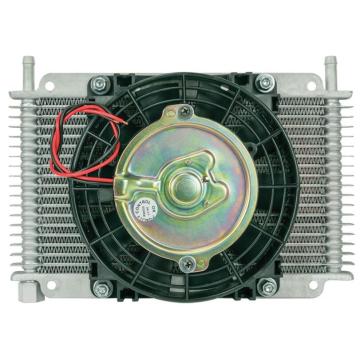 Remote Mount Stacked Plate 17 Row Transmission Cooler with Electric Fan and 6 AN Fittings