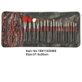 18pcs rosso manico in plastica nylon animale capelli trucco pennello set utensili con corrispondenza colore PU Custodia di pelle di coccodrillo