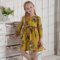 robe de flanelle florale à manches longues moutarde