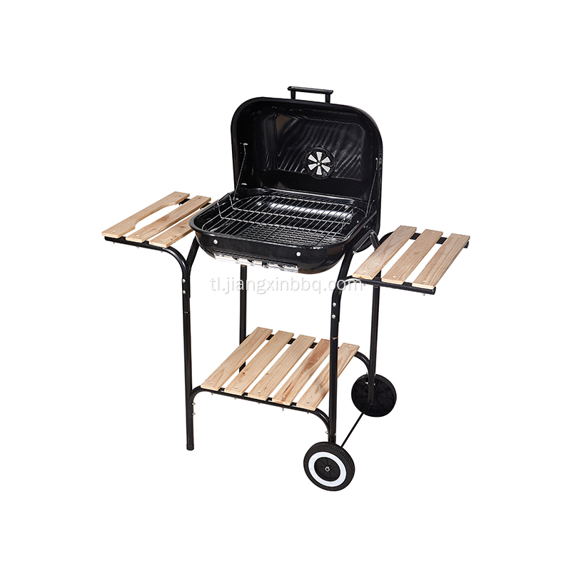 18&quot; Square Charcoal Grill na may Side Shelves