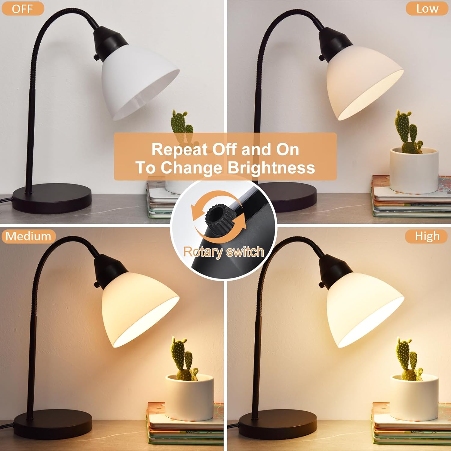 Compact 3-Level Dimmable LED Desk Lamp Rotary Control (1)