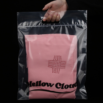 Custom Printing Plastic Zip Clear Lock Bags with Handle for Clothing Packaging
