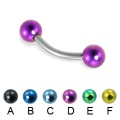 Titanium Curved Bent Barbell dengan Balls berwarna