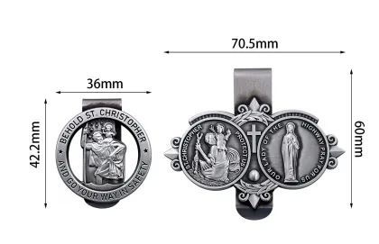 Wholesale Zinc Alloy Car Charm Pendant - Saint Christopher Visor Clip