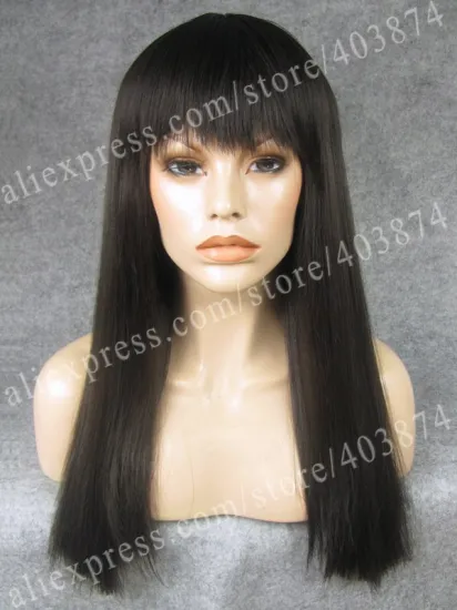 Katy Perry Wigs Dark Brown 20'' Natural Straight No Lace Machine Wig Synthetic