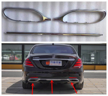 W222 Rear Bumper Exhaust Trim Strip for Mercedes Benz S450/S500/S560 (2018-2020)