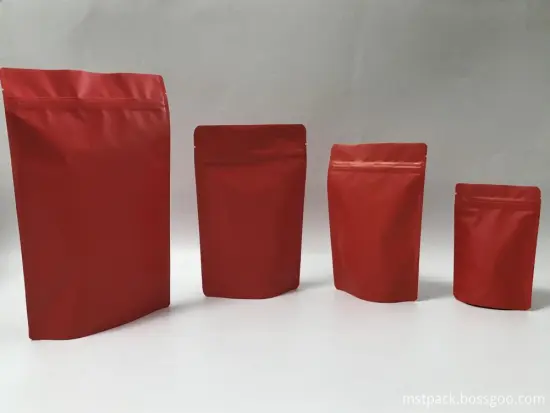 Matte Red Stand Up Ziplock Pouch All Size