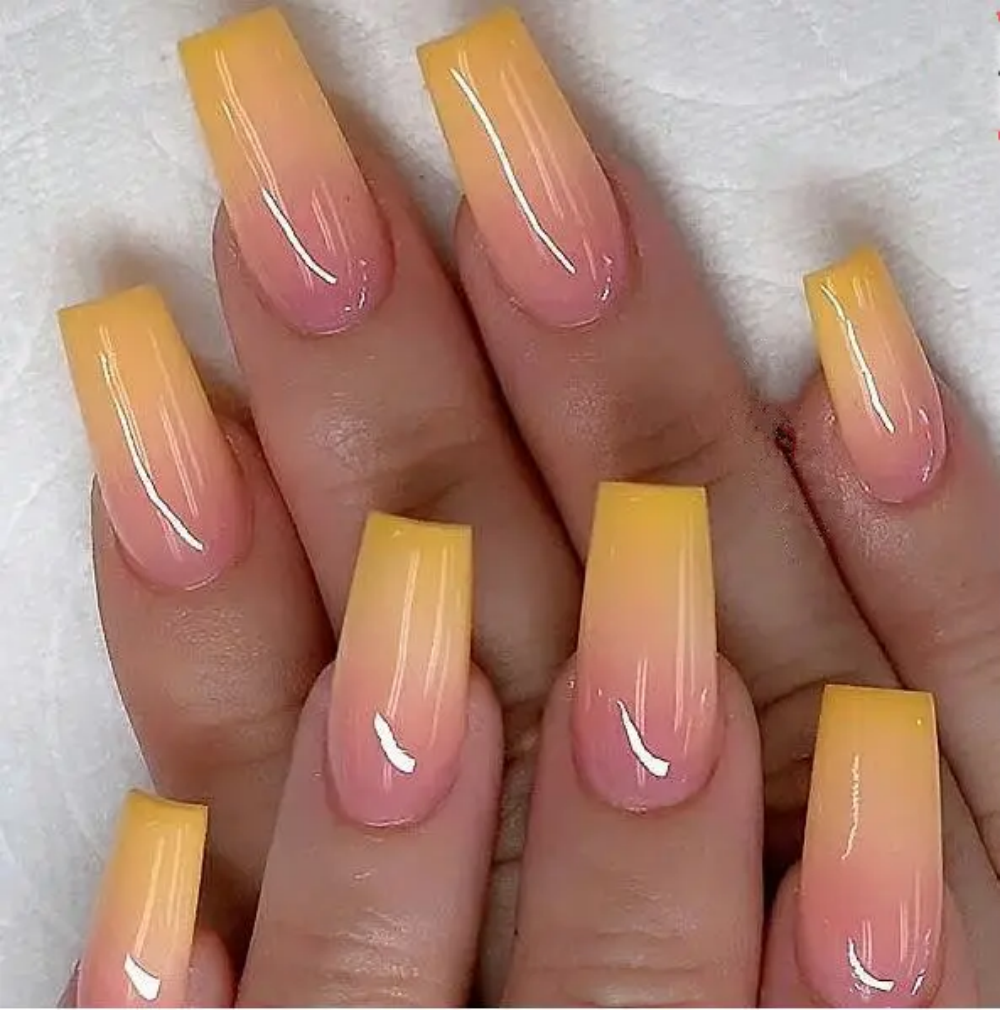 Orange Color Purple False Nails Curved Nail Tips