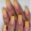 Orange Color Purple False Nails Curved Nail Tips