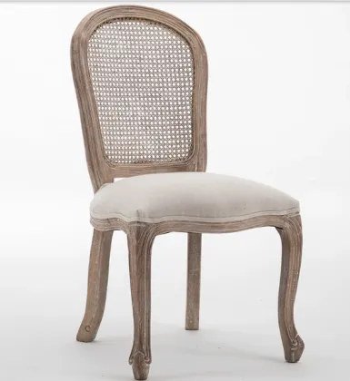 Antique Oak Upholstered French Nordic Wooden Louis chair