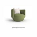 Swivel upholstered lounge chair with wood structure