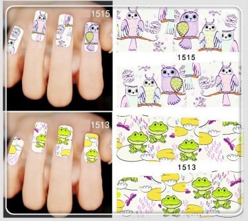 2015 hot sale eco friendly high quality snake owl frog butterfly nail art sticker decoration