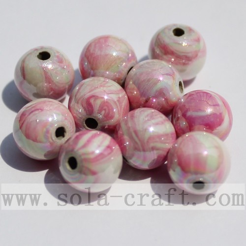 AB Colors Draw Printing Acrylic Round Spacer Beads for DIY Jewelry