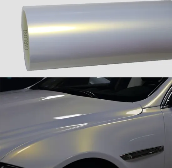 pearl white gloss gold car wrap