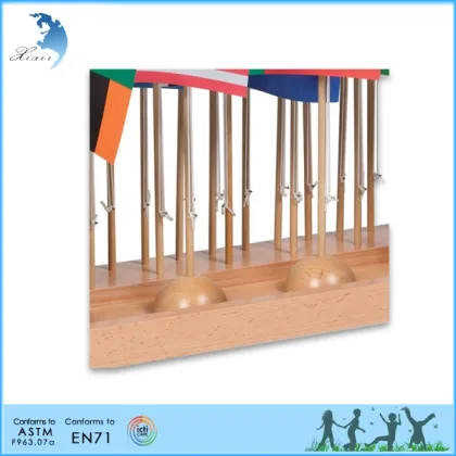 Hot sale Montessori teaching wooden aids , flags stand of the world