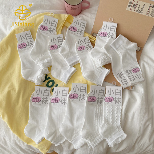 한국 버전 흰색 레이스 거품 구강 내 메쉬 짧은 튜브 양말