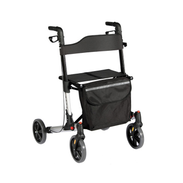 Rollator de mobilité pliant avec roues et pochettes de rangement