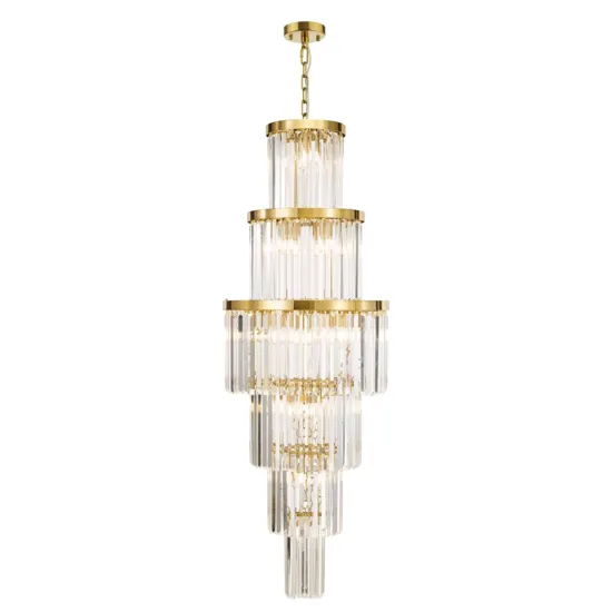 Antique Gold Hanging Crystal Chandelier for Luxury Hotel Lobby and Staircase