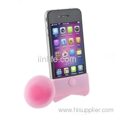 Cute Portable Silicone Horn Stand Amplifier Speaker For Iphone 4 4s 4g New 