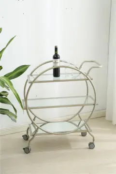 storage trolley with tempered glass