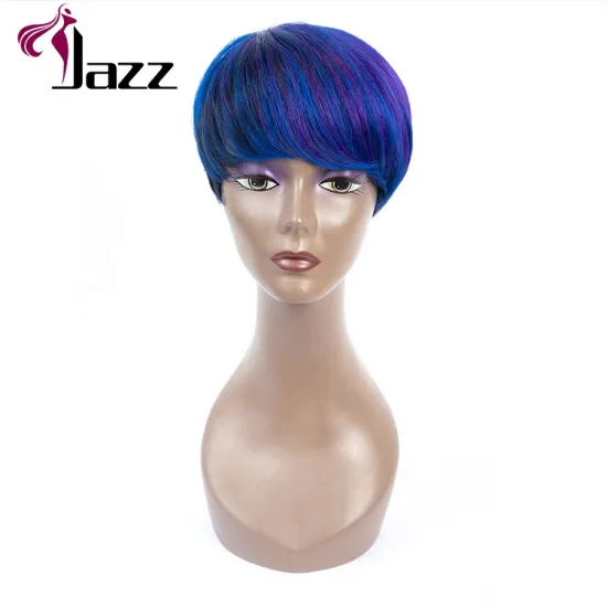 Factory Cheap 360 Lace Dark Blue Brazilian Human Hair Topper Wig With Baby Hair
