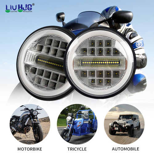 Dual Color 7 Inch Round Led Motorcycle Headlights