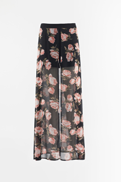 Print chiffon with wide leg pants