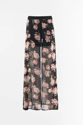 Print chiffon with wide leg pants