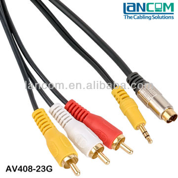Metal Plug Gold Plated High Speed S-Video Cable+Stereo 3.5mm to 3CA Male