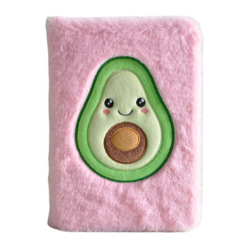 Kawaii Avocado Pink Plush A5 Diary Journal for Girls