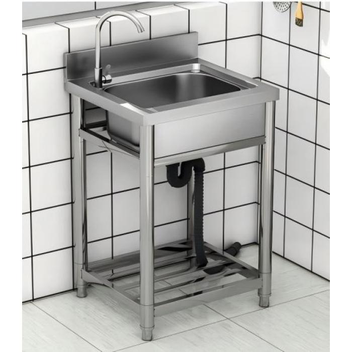 Freistehendes Einzelbecken-Spülbecken aus Edelstahl für den gewerblichen Gebrauch