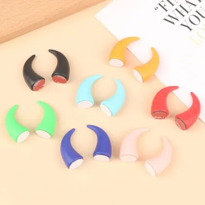 2Pcs Silicone Motorcycle Helmet Stickers - Devil Horn Cat Decoration for Helmets