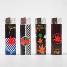 Soft flame leaf pattern piezo lighter with wrapper