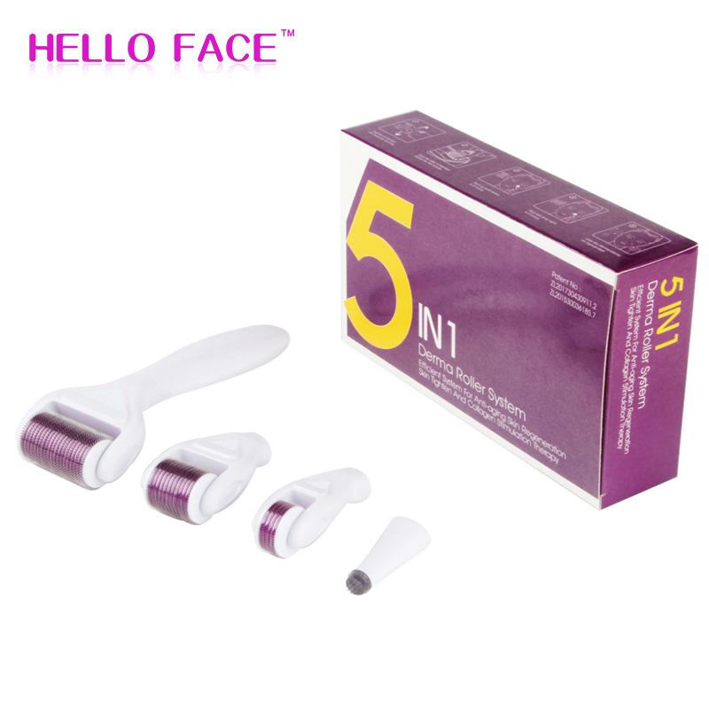 DRS 5 in 1 Derma Roller System Microneedle Stamp Eye Face Body Skin Care Dermaroller Mesotherapy