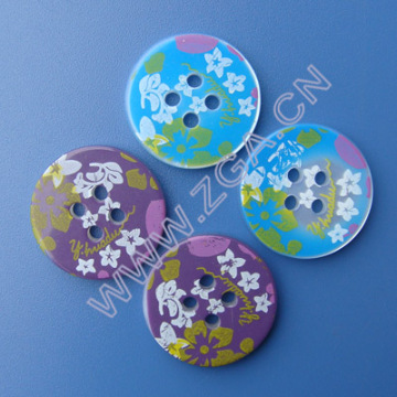 plastic  button with fashion printing, polyester button,cloth button