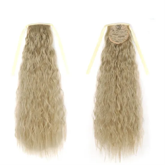 Natural Indian Virgin Cheveux Afro Kinky Curly Hair Ponytail Real Bandage Clips Ponytails Synthetic Hair Extensions Wrap Around