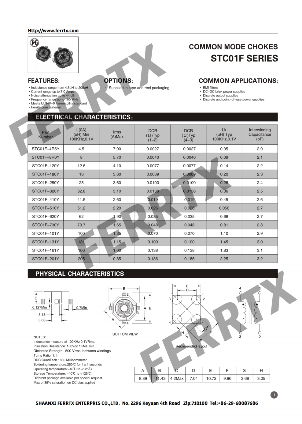 SMD Common Mode Chokes STC