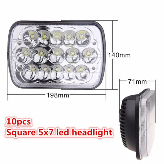 7x6 45W Led Headlight conversions sealed beam to H4 harness Clear glass lens led work light