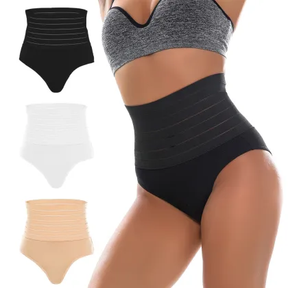 Plus Size Thong Tummy Control Slimming High Waist Shaper Panties S-3XL