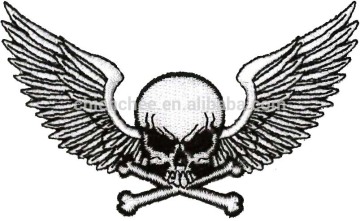 Embroidery Patches - Sticky Skull Head & Wing for Decoration (Patch/Emblem/Badge/Label/Crest/Insignia)