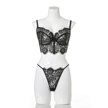 Custom 2 pcs eyelash underwire bra thong lingerie